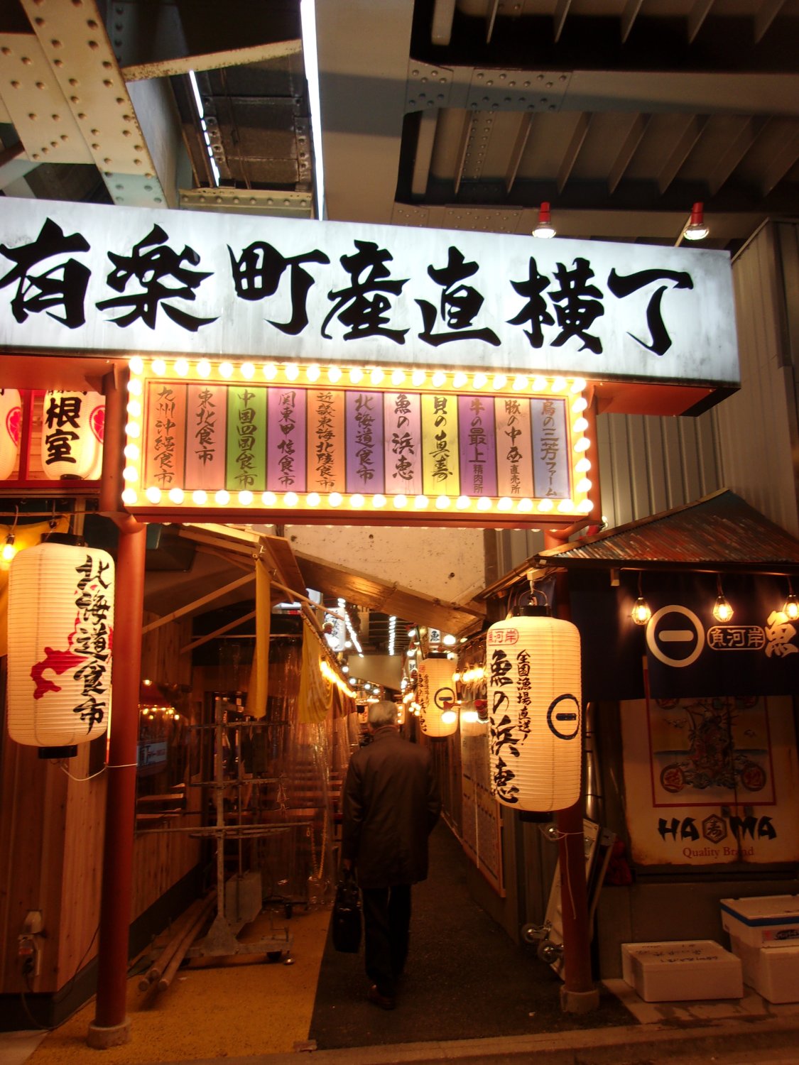 Yurakucho Sanchoku Yokocho alley under the Shinkansen viaducts