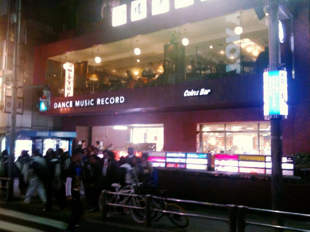 Interior of a Tokyo record shop with vinyl racks
